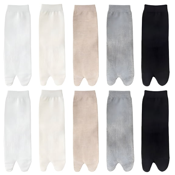 TELOLY 5 Pairs Split Toe Socks,Silicone Socks,Toe Socks Women,Comfortable Cotton Socks Flip Flop Sock for Women