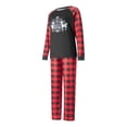 thumbnail image 3 of Family Matching Christmas Pajamas, Elk Letter Print Long-Sleeved O-Neck Tops + Plaid Pattern Trousers, 3 of 10