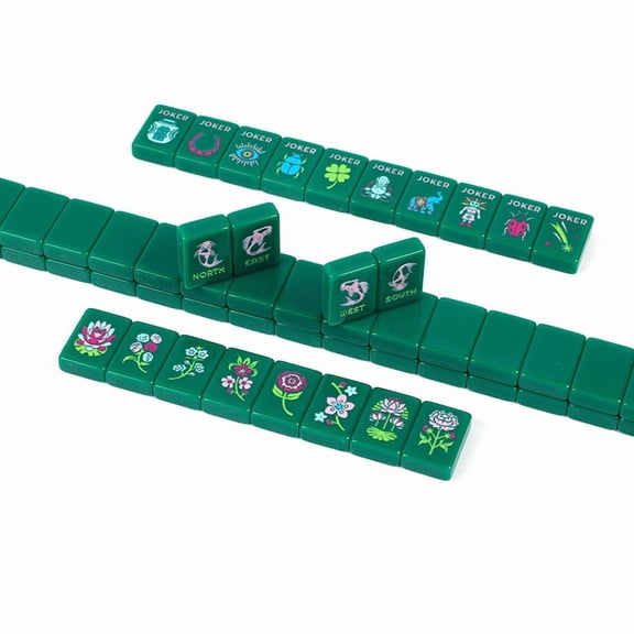 Green American Mahjong - 160 acrylic mahjong tiles with storage Bag