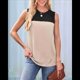 thumbnail image 4 of Camiseta Sin Mangas Informal de Verano con Cuello Redondo y Bloques de Color para Mujer, Color Negro y Albaricoque XL, 4 of 8