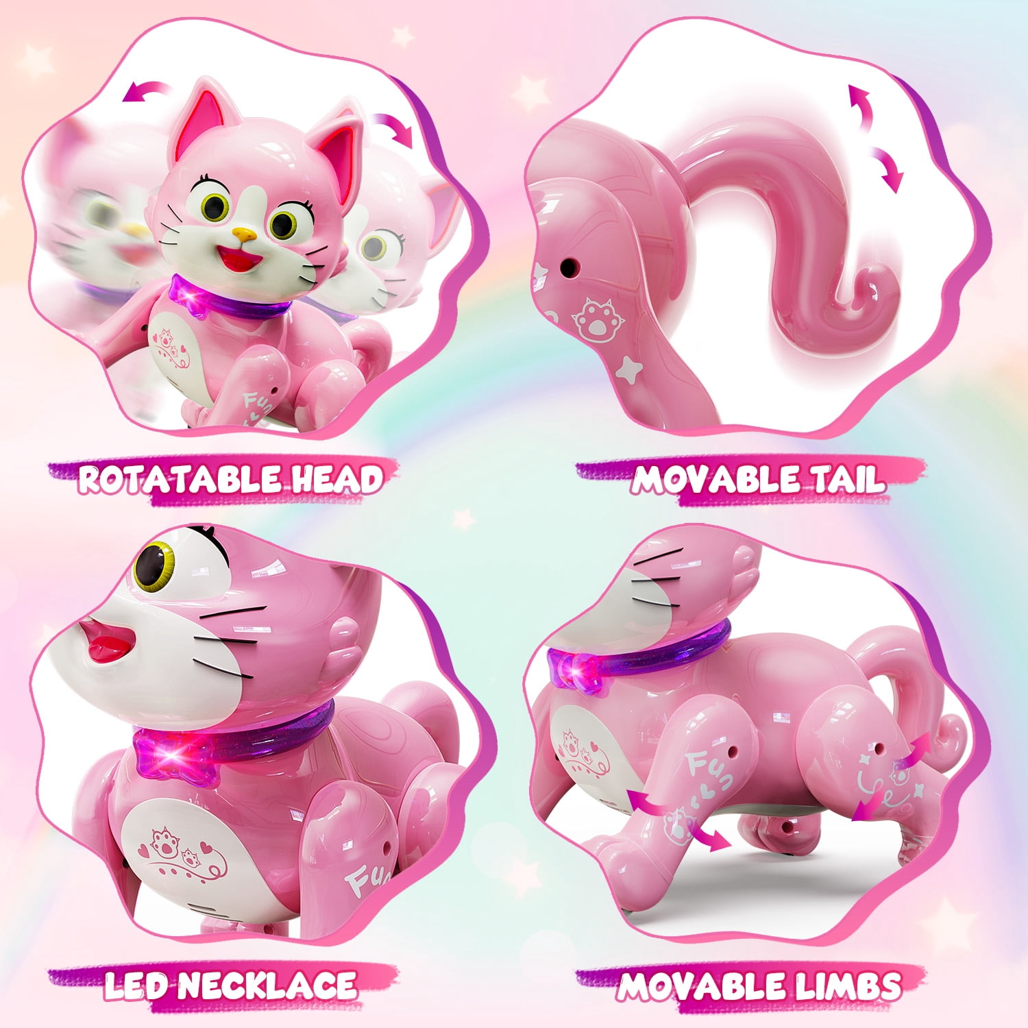 Flooyes Robot Pets Robot Cat, Toy Gift for Boys and Girls Ages 3-12, STEM Smart Robot for Kids, Interactive Pet Toy with Music and Dance