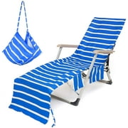 Beach Chair Towel Chaise Lounge Cover with Pockets Pool Chair Towel for Outdoor Patio Garden