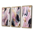 thumbnail image 3 of Designart "Swirls in Gold and Pink Ink V" Abstract Marble Framed Wall Art Set Of 3 - Gold Marble Frame Gallery Set For Office Decor, 3 of 7