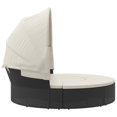 thumbnail image 2 of vidaXL Outdoor Lounge Bed with Canopy and Cushions Black Poly Rattan, 2 of 5