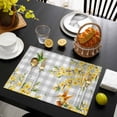 thumbnail image 3 of Spring Forsythia Flowers Placemats Set of 8, Yellow Floral Hummingbird Gray Plaid Placemats for Dining Table, Place Mats for Kitchen Tabletop, Waterproof Wipeable Dining Table Mats Set, 3 of 9