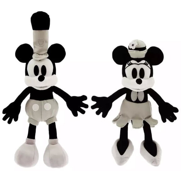 Disney Parks Mickey and Minnie Stuffed Animals and Plush Toys, Polyester Black and White