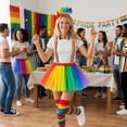 thumbnail image 2 of Forfamy 6 Pcs Rainbow Accessories Set Rainbow Costume for Women Pride Skirt Rainbow Tutu Skirt Headband Socks LGBTQ Gay Pride Accessories Rainbow Outfits, 2 of 6