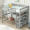 thumbnail image 2 of CoSoTower Full Size Loft Bed With Storage Shelves And Under-Bed Desk, Gray, 2 of 9