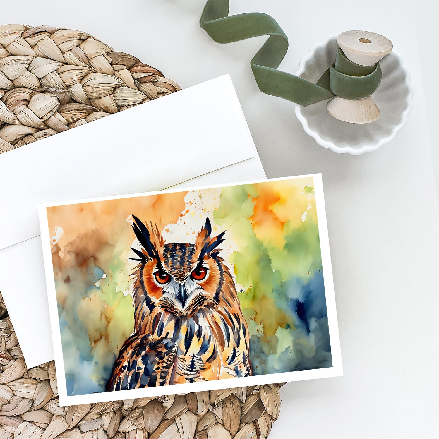 Eurasian Eagle Owl Greeting Cards Pack of 8 7 in x 5 in