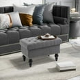 thumbnail image 4 of HOMCOM Ottoman with Storage for Living Room, 25" Storage Ottoman with Removable Lid, Button-Tufted Fabric Bench for Footrest and Seat with Wood Legs, Gray, 4 of 8