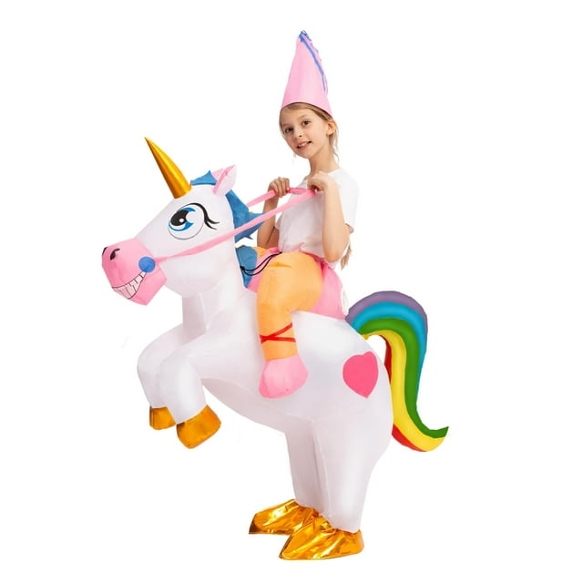 Spooktacular Creations Halloween Unicorn Costume Kids, Inflatable Riding a Unicorn, Colorful Air Blow-up Deluxe