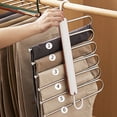 thumbnail image 2 of Folding Pants Rack Keep Tidy Strong Loading Durable Multifunctional 6-layer Pants Hanger Clothes Organizer, 2 of 5