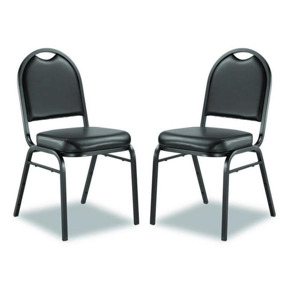 National Public Seating NPS9210BT2 9200 Series Premium Upholstered Stack Chair, Vinyl, Supports Up to 500 lbs, 19 in. Seat Height, Black Seat & Back, Black Base - Pack of 2