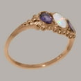thumbnail image 3 of LBG British Made 18k Rose Gold Real Genuine Opal & Amethyst Womens Promise Ring - 33 size options - Size 5.75, 3 of 6