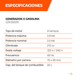 thumbnail image 4 of Generador Eléctrico a Gasolina Daewoo GDK3000N 20l Doble Voltaje Bajo Ruido, 4 of 9