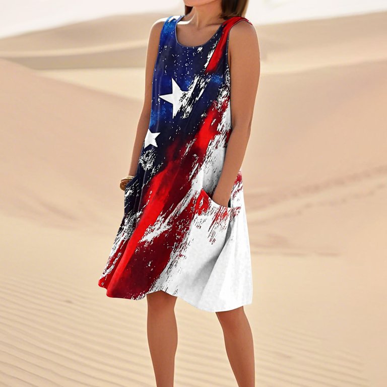 Bodycon Dresses For Women, American Flag Casual Tank Sundress With Pockets  4Th Of July Boho Beach Tshirt Dresses White Prom Blazer Dress Women Sexy  Elegant Dresses Cocktail (XXL, White) ZMTing - Walmart.com