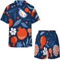 thumbnail image 4 of PRIYAL Grenades Fleur Bleue Pyjama Femme Ensemble Short Deux Pièces Manches Courtes, 4 of 6