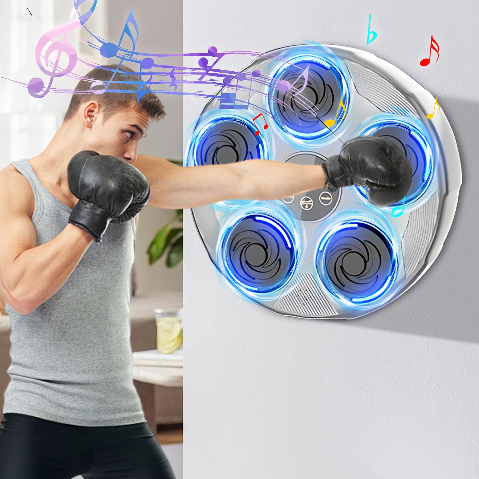 Appareil De Boxe Musicale Lumineux – 9 Vitesses, Murale Sans Perçage, Fitness Intérieur Fun - 7