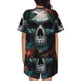 thumbnail image 6 of Haiem Butterfly Flower Skull Pattern Pajama Set for Women 2 Piece Lounge Set Short Sleeve Tops and Shorts Soft Sleepwear-XX-Large, 6 of 7
