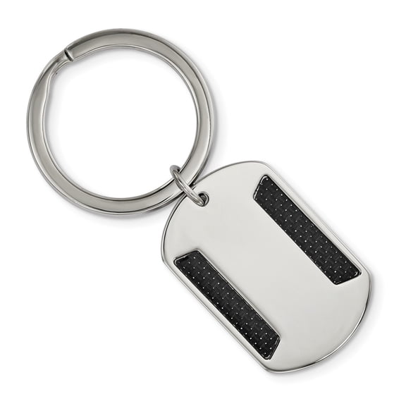 Stainless Steel Polished With Black Carbon Fiber Inlay Key Chain; for Adults and Teens; for Women and Men
