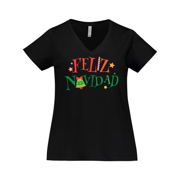 Inktastic Feliz Navidad Christmas Women's Plus Size V-Neck T-Shirt