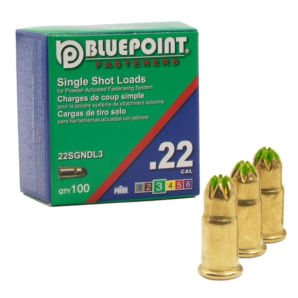 Cargas de un solo tiro de calibre 2.2 de Blue Point Fasteners 22SGNDL3