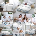 thumbnail image 5 of Winter Eucalyptus Leaves Bedding Duvet Cover Set Queen Size 4 Pieces Winter Blue Teal Leaves Bedding Set with Zipper Closure, 1 Comforter Cover 90x92 Inches 1 Flat Sheet & 2 Pillow Cases, 5 of 7