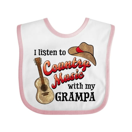 

Inktastic I Listen to Country Music with my Grampa Guitar and Hat Gift Baby Boy or Baby Girl Bib