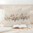 thumbnail image 3 of Spring Floral Pillow Covers 2 Pack Retro Pink Flower Watercolor Plant Linen Texture Pillowcase Waterproof Outdoor Throw Pillow Cover for Patio Garden Square Cushion 16”x16”, 3 of 9