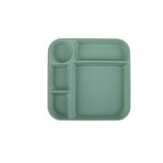 Your Zone 24-Piece Plastic Square Dinnerware Set for Kids, 4 Divided Trays, Plates, Bowls, Cups, Forks and Spoons, Cream/Orange/Green/Blue
