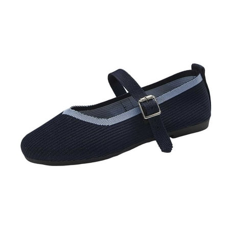 

MIASHUI Women s Flats Shoes Mesh Breathable One Line Buckle Lightweight Shoes Casual Shoes Dark Blue 6.5