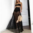 thumbnail image 2 of LMLYSoH Ladies Sexy Long Skirt High Waist Mesh Wave Dots Embellished Solid Color Fashion Light Dress, 2 of 5
