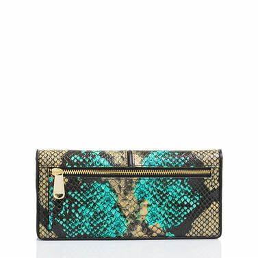 Brahmin Ady Bird of Paradise Fontera Turquoise Black Olive Green Gold Wallet