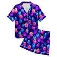 thumbnail image 5 of enyan Womens Halloween Pjs Set Pajamas Set 2 Piece Lounge Sets Print Autumn themed Sleepwear Button Soft Dark Purple,XL, 5 of 7