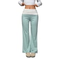 thumbnail image 2 of Delayuji Women's Wide Leg Pants Fitness Yoga Pants Stretchy Bell Bottoms Leggings Roll Over Pants, 2 of 7