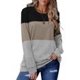 thumbnail image 3 of ONLYSHE Womens Loose Sweatshirt Blouse Long Sleeve Crewneck Neck Basic T Shirts Color Block Casual Tunic Tops, 3 of 7