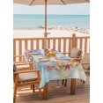 thumbnail image 2 of Outdoor Tablecloth with Umbrella Hole for Patio/Picnic/Party/Camping, Summer Nautical Waterproof Table Cloth Rectangle Table Cover Washable, Ocean Beach Waves Marine Starfish Coral Shell (60"x 102"), 2 of 8