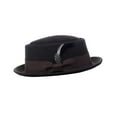 thumbnail image 3 of NYFASHION101 Men's Crushable Wool Felt Porkpie Hat w/Feather HE09 Br-S/M, 3 of 3