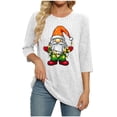 thumbnail image 4 of qucoqpe Christmas Shirts for Women, Women's Brushed Ribbed Knit Top, Christmas Print Loose Fit Round Neck 3/4 Sleeve Pullover, 4 of 6