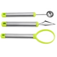 thumbnail image 2 of 3-Piece Fruit Carving Tool Set, Stainless Blades with Green Silicone Handles, Melon Baller & Decorative Slicer for Garnish, man-Friendly Kitchen Craft Kit, Watermelon Cutting Set*1, 2 of 3