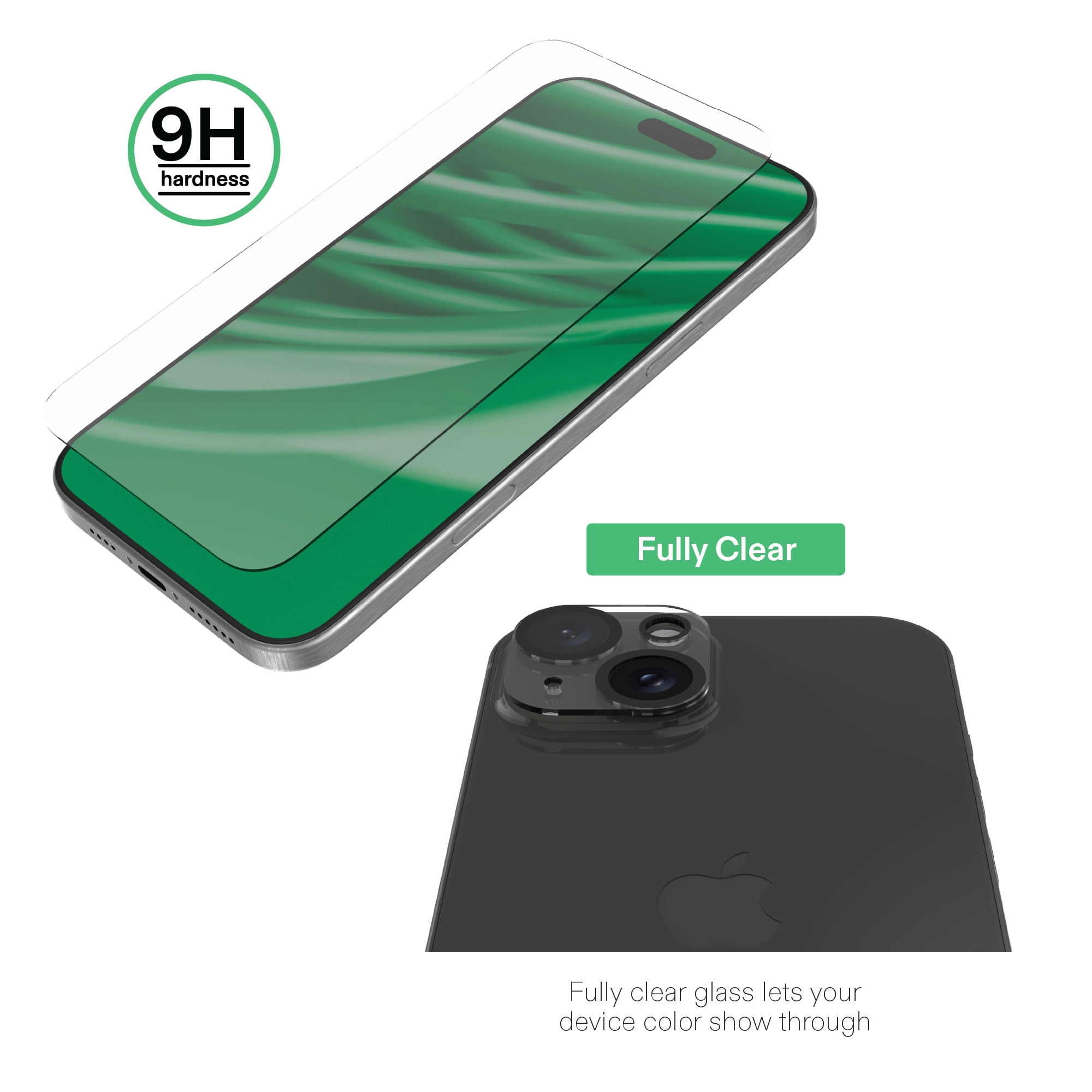 onn iPhone 15 Glass Screen Protector (3 Pack) and Camera Glass Screen Protector (3 Pack)