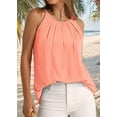thumbnail image 5 of Womens Pleated Tank Tops Spaghetti Strap Camisole Halter Tops Curved Hem Fashion 2025 Coral XL, 5 of 7