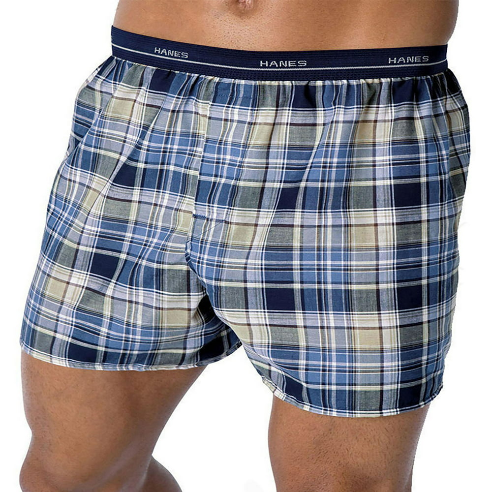 Hanes - Hanes Men's Red Label Exposed Waistband Fashion Plaid Boxer ...