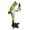 thumbnail image 4 of Green Toad Frog Butler Waiter With Wine Glass Bottle And Bread Tray Figurine 6"H, 4 of 8