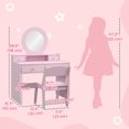 thumbnail image 3 of Qaba Kids Vanity Set, Children Dressing Table w/ Mirror and Stool, Pink, 3 of 10