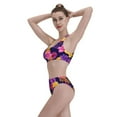 thumbnail image 6 of Picia Purple Flower Women's High Waisted Bikini Scoop Neck Swimsuit Two Pieces Bathing Suit-XX-Large, 6 of 8