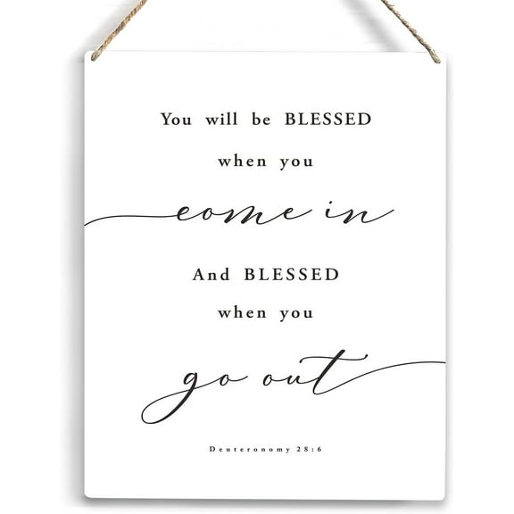 You will Be Blessed Bible Verse Wood Sign Rustic Deuteronomy 28:6 Wooden Hanging Plaque for Home Office Wall Art Decoration 8x10 Inch Present
