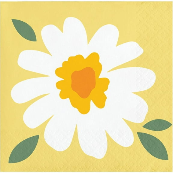 Sweet Daisy Paper Beverage Napkins 16 Per Pack