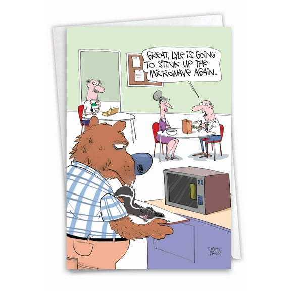 NobleWorks Funny Birthday Greeting Card with 5 x 7 Inch Envelope (1 Card) Bday Office Microwave C2430BDG