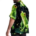 thumbnail image 3 of Starry Sky Frog Men's Short Sleeve Casual Printed Button Down Beach Shirt Summer Unisex Top, 3 of 6